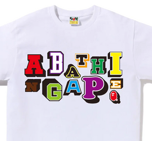 A BATHING APE BUSY WORKS VARSITY FONT TEE